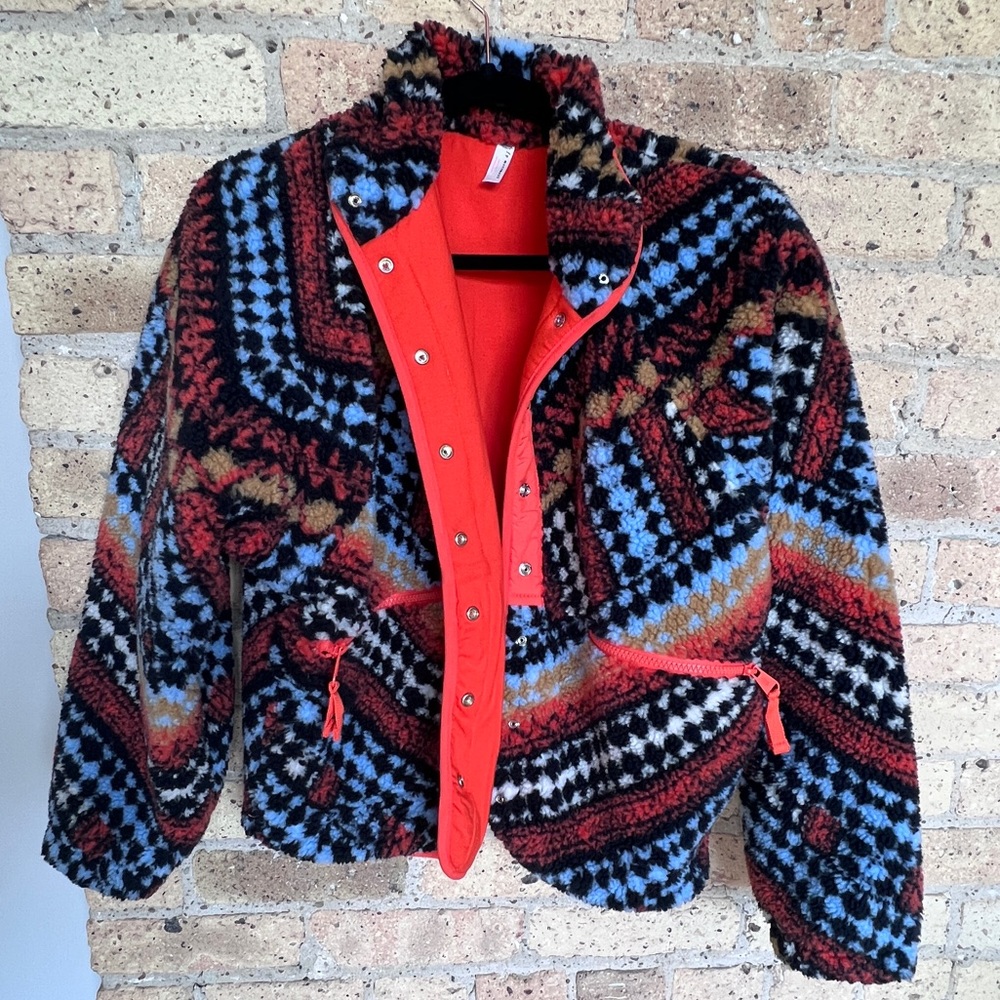 Free People Hit The Slopes Printed Fleece Jacket XS